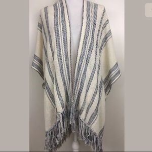 NEW Lucky brand blue boho fringe poncho cardigan
